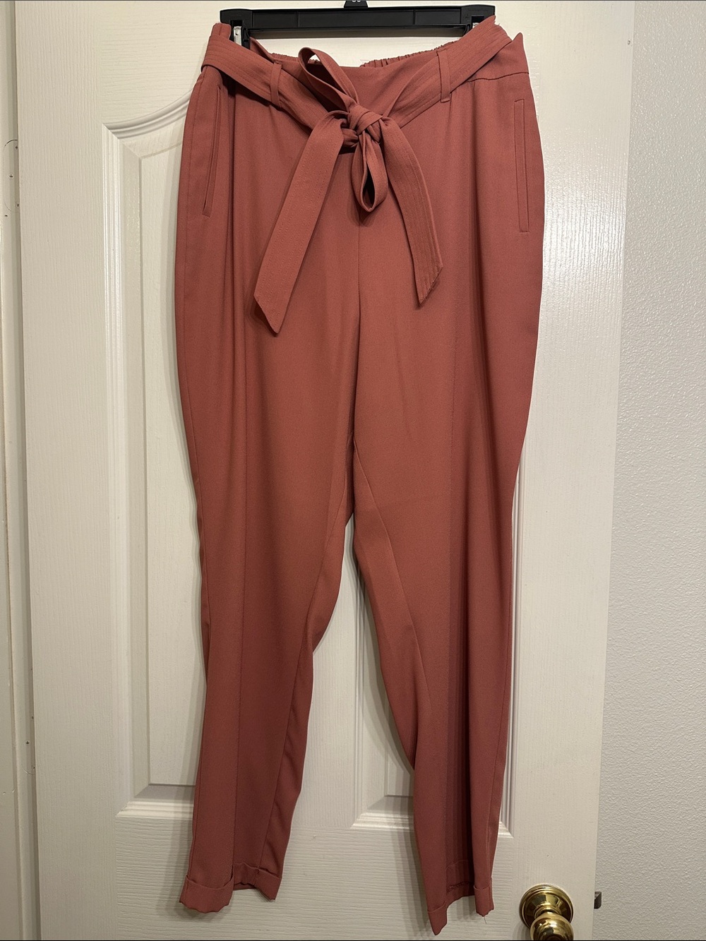 LC Lauren Conrad Tie-Waist Paperbag Trousers in Terracotta
